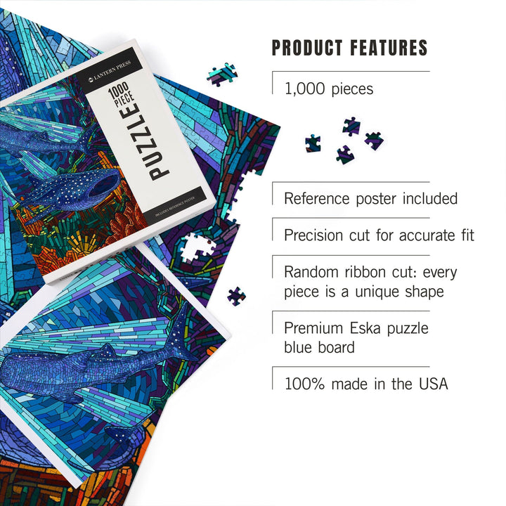 Whale Shark, Mosaic, Jigsaw Puzzle Puzzle Lantern Press 