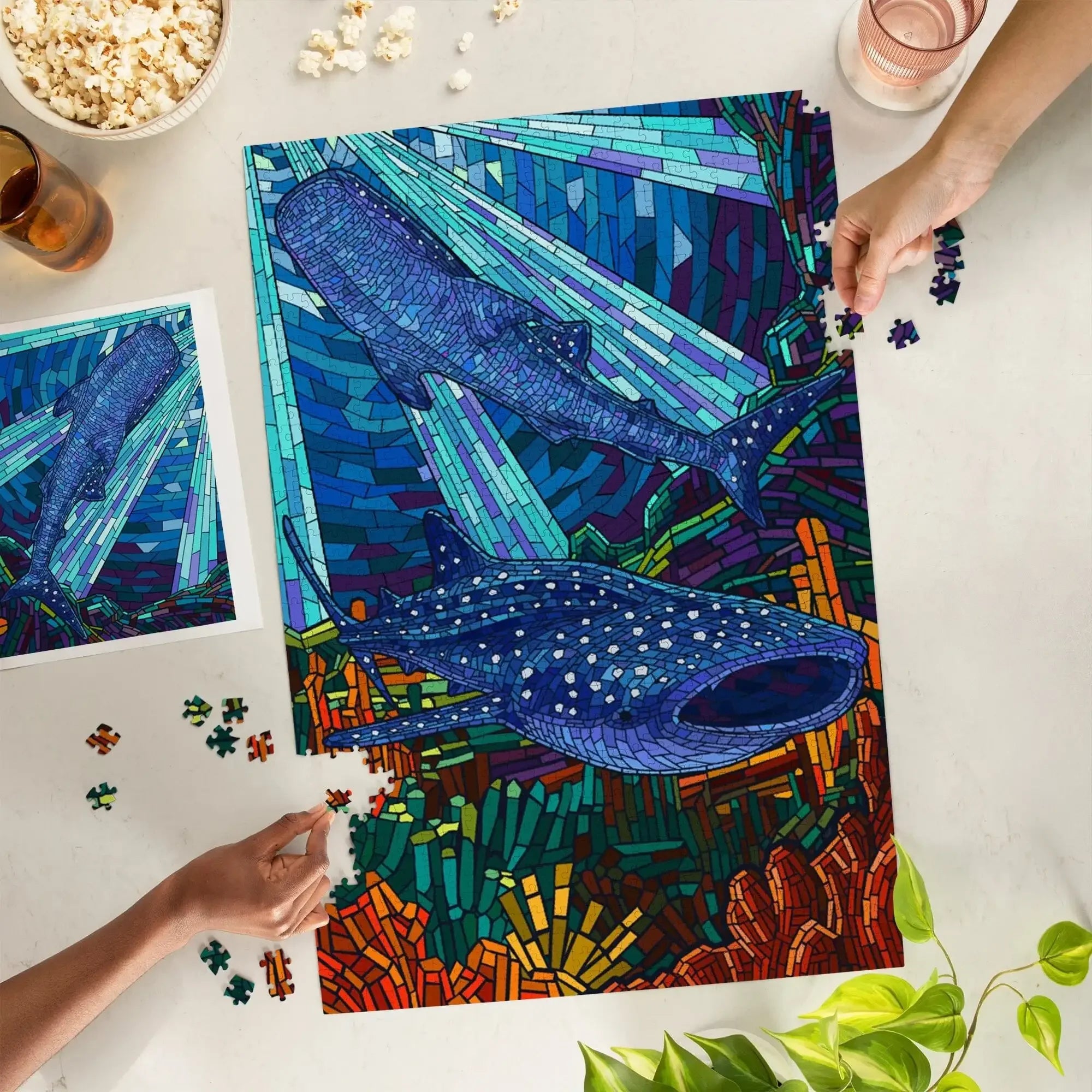 Whale Shark, Mosaic, 1000 piece jigsaw puzzle – Lantern Press