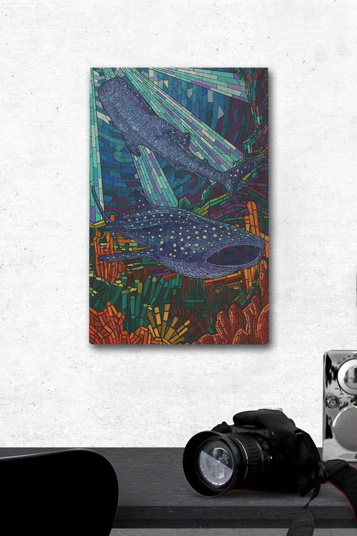 Whale Shark, Mosaic, Lantern Press Artwork, Wood Signs and Postcards Wood Lantern Press 12 x 18 Wood Gallery Print 