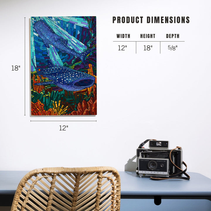 Whale Shark, Mosaic, Lantern Press Artwork, Wood Signs and Postcards Wood Lantern Press 