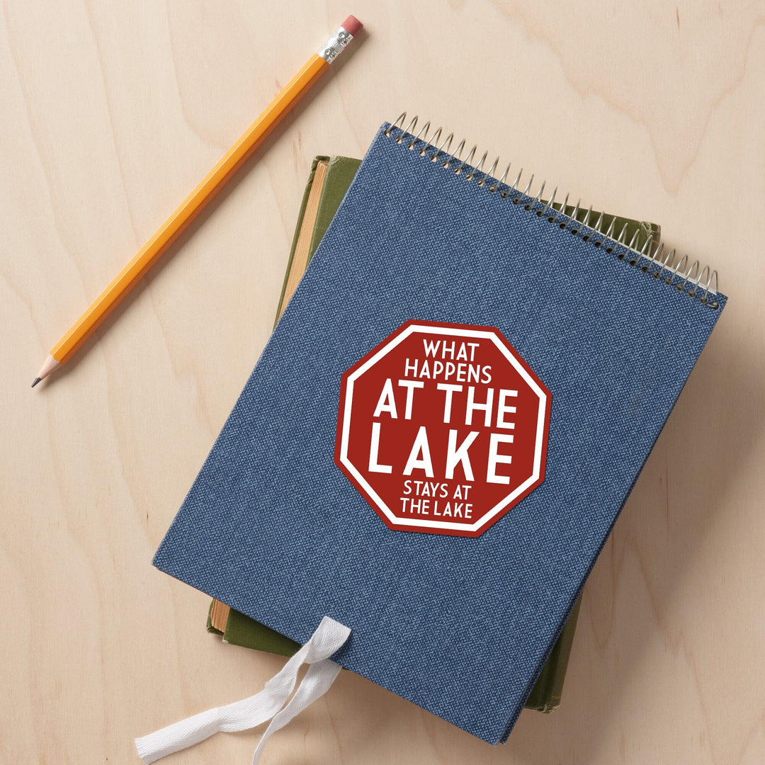 What Happens At The Lake (Red), Simply Said, Contour, Lantern Press Artwork, Vinyl Sticker Sticker Lantern Press 