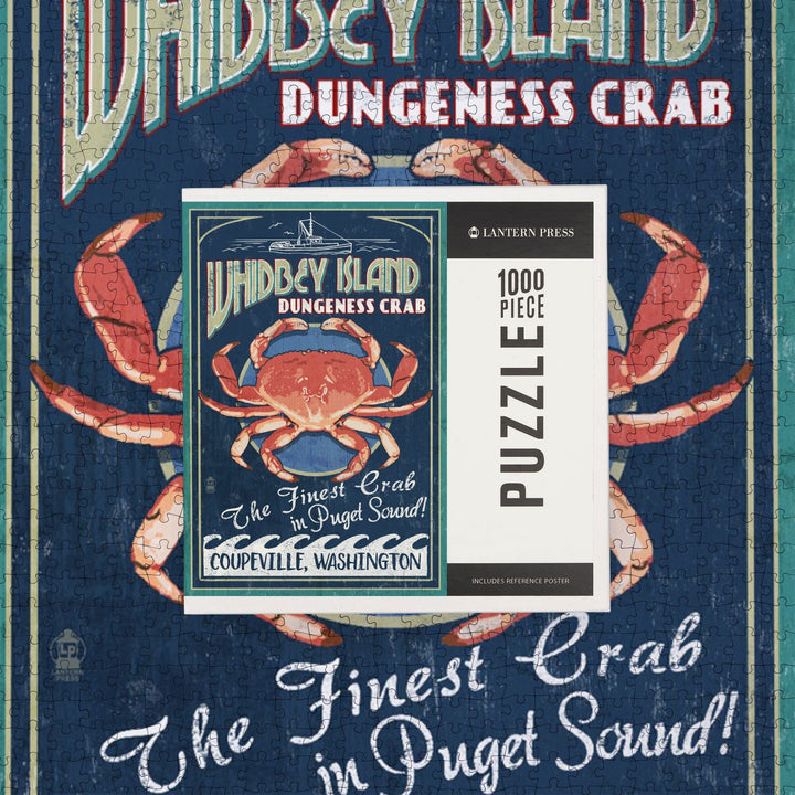 Whidbey Island, Washington, Coupeville, Dungeness Crab Vintage Sign, Jigsaw Puzzle Puzzle Lantern Press 