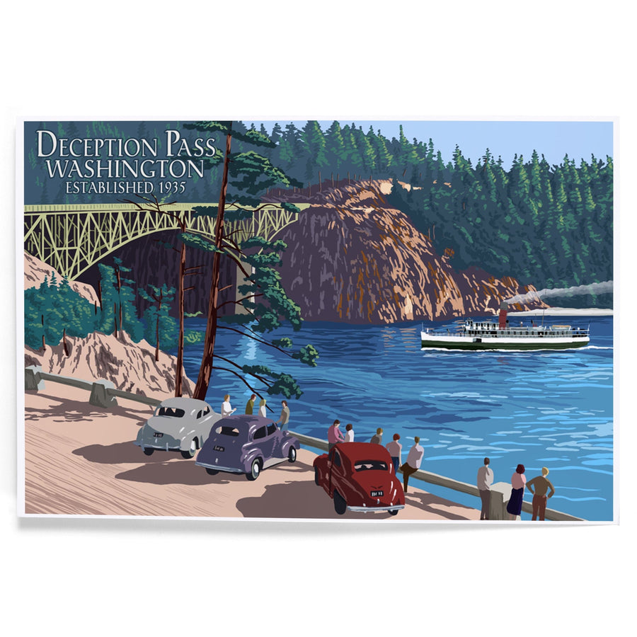 Whidbey Island, Washington, Deception Pass Bridge, Art & Giclee Prints Art Lantern Press 
