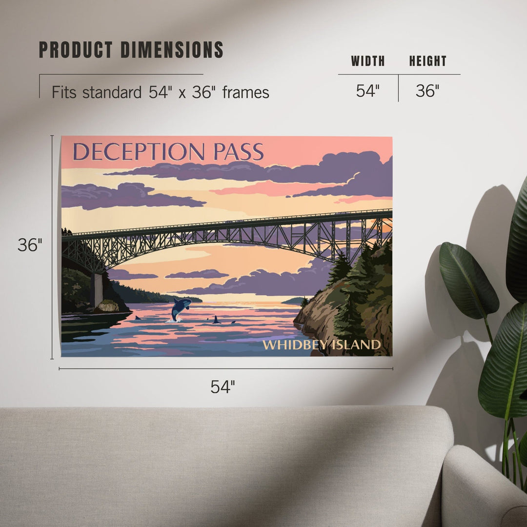 Whidbey Island, Washington, Deception Pass Bridge at Sunset, Art & Giclee Prints Art Lantern Press 
