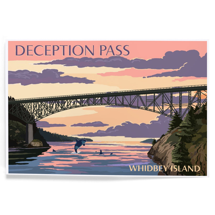Whidbey Island, Washington, Deception Pass Bridge at Sunset, Art & Giclee Prints Art Lantern Press 