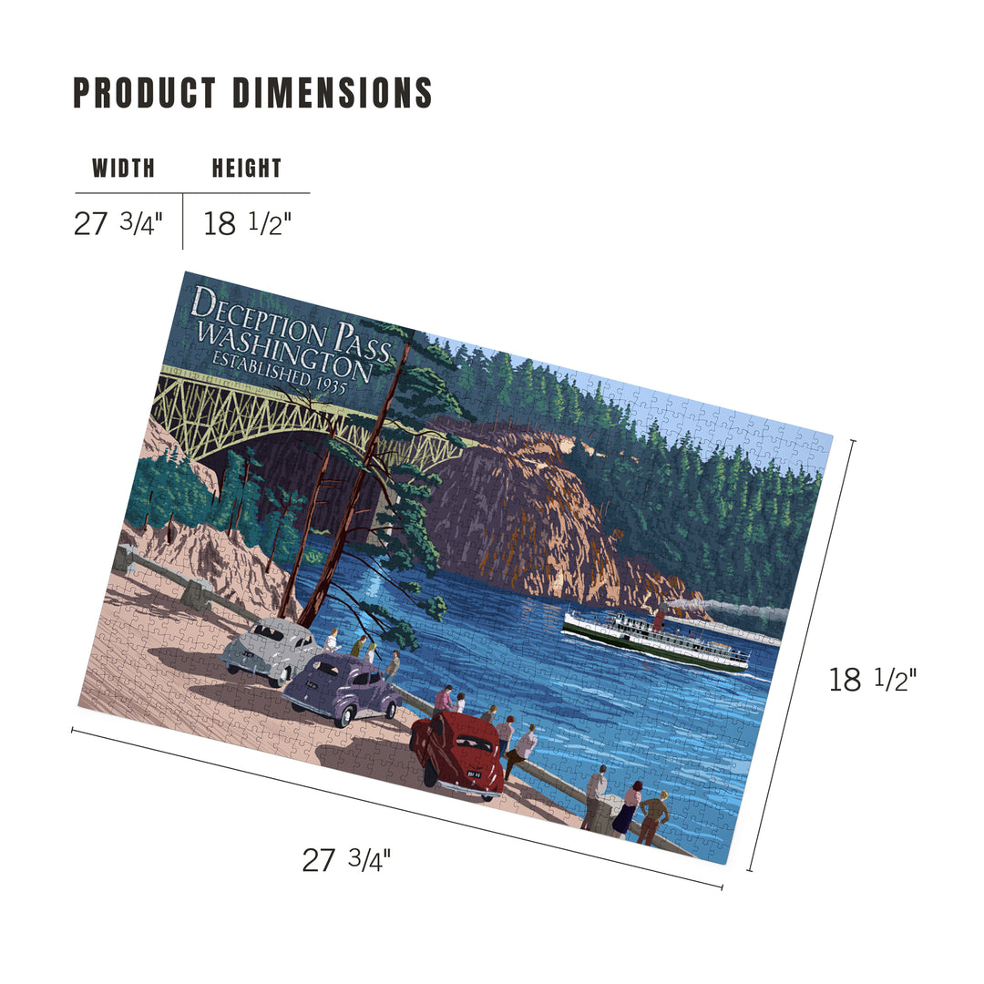 Whidbey Island, Washington, Deception Pass Bridge, Jigsaw Puzzle Puzzle Lantern Press 