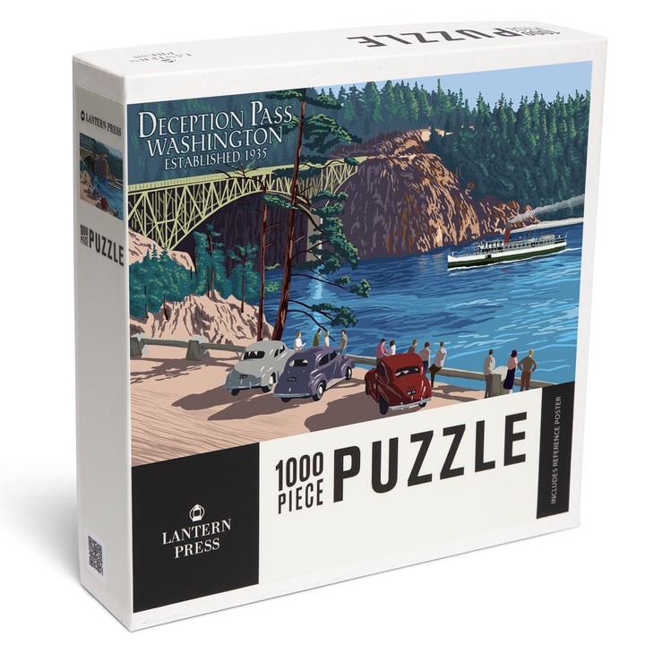 Whidbey Island, Washington, Deception Pass Bridge, Jigsaw Puzzle Puzzle Lantern Press 
