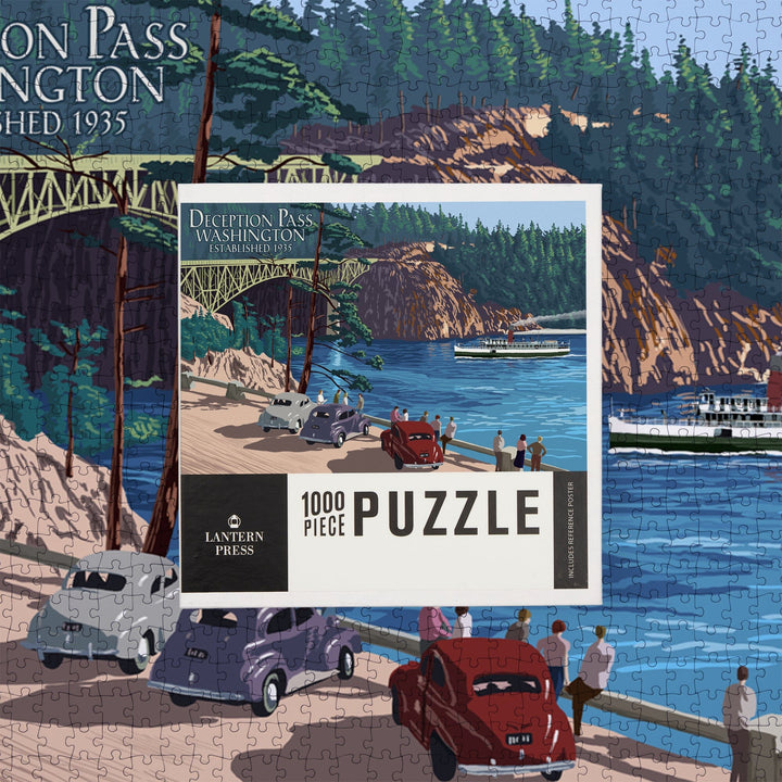 Whidbey Island, Washington, Deception Pass Bridge, Jigsaw Puzzle Puzzle Lantern Press 