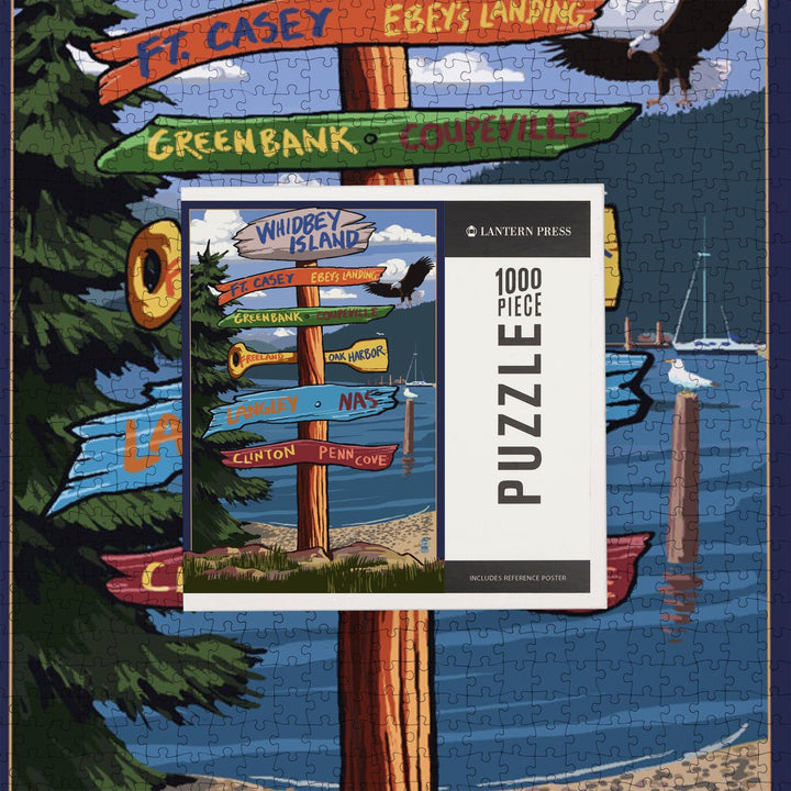 Whidbey Island, Washington, Destination Signpost, Jigsaw Puzzle Puzzle Lantern Press 