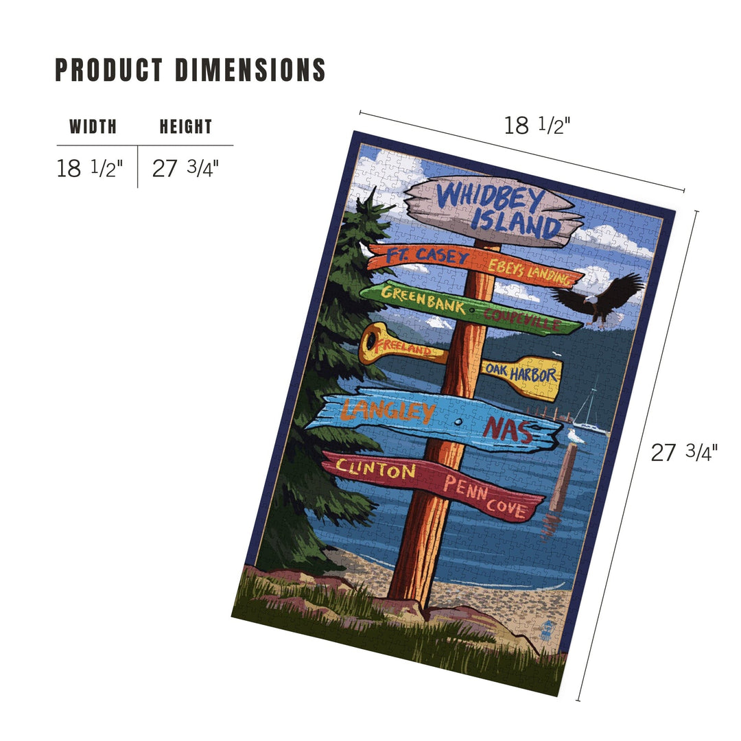 Whidbey Island, Washington, Destination Signpost, Jigsaw Puzzle Puzzle Lantern Press 