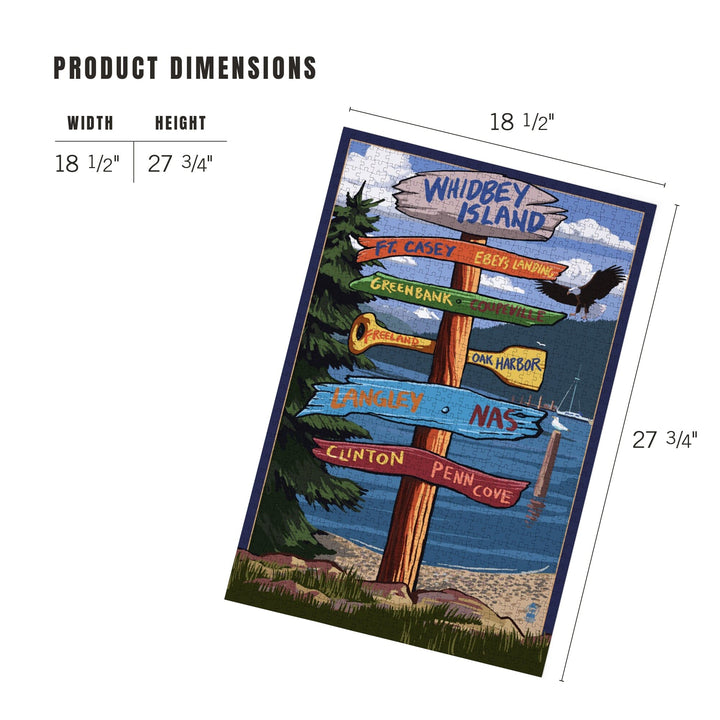 Whidbey Island, Washington, Destination Signpost, Jigsaw Puzzle Puzzle Lantern Press 