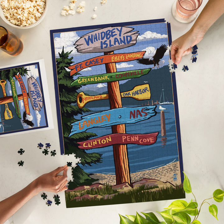Whidbey Island, Washington, Destination Signpost, Jigsaw Puzzle Puzzle Lantern Press 