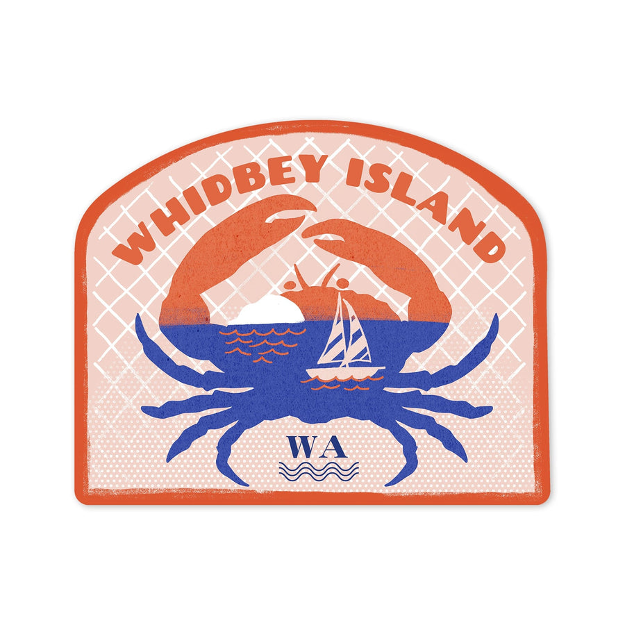 Whidbey Island, Washington, Dockside Series, Crab, Contour, Vinyl Sticker Sticker Lantern Press 