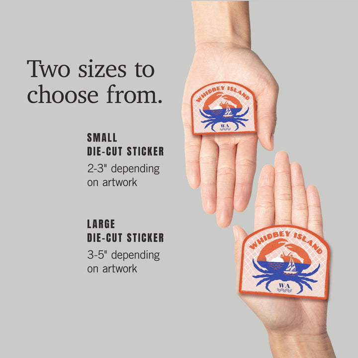 Whidbey Island, Washington, Dockside Series, Crab, Contour, Vinyl Sticker Sticker Lantern Press 