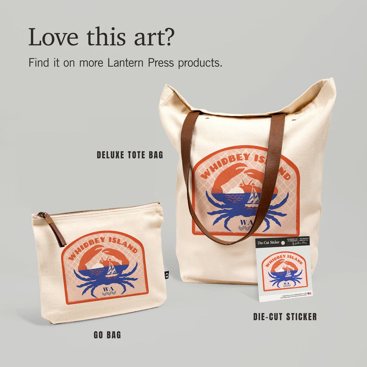 Whidbey Island, Washington, Dockside Series, Crab, Contour, Vinyl Sticker Sticker Lantern Press 