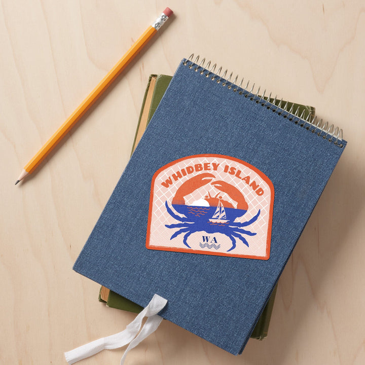 Whidbey Island, Washington, Dockside Series, Crab, Contour, Vinyl Sticker Sticker Lantern Press 