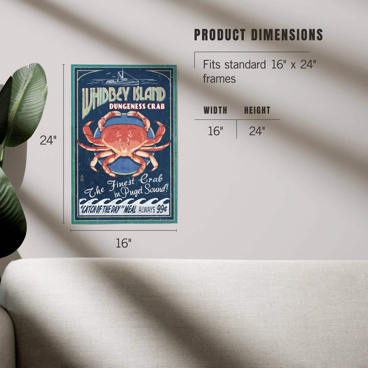 Whidbey Island, Washington, Dungeness Crab Vintage Sign, Art & Giclee Prints Art Lantern Press 