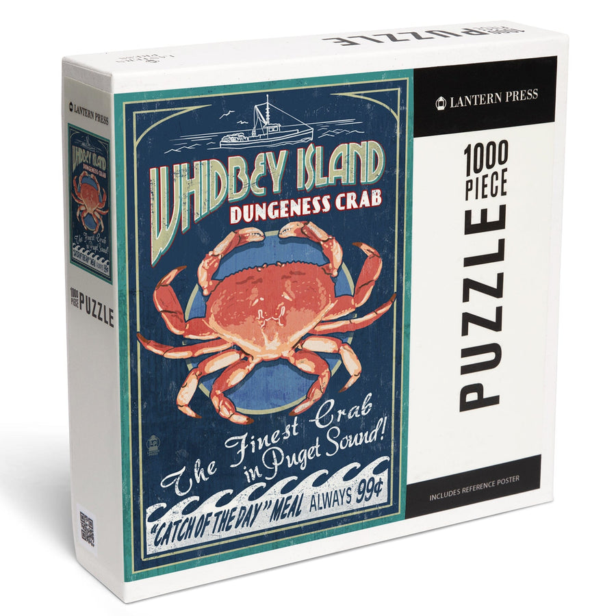 Whidbey Island, Washington, Dungeness Crab Vintage Sign, Jigsaw Puzzle Puzzle Lantern Press 