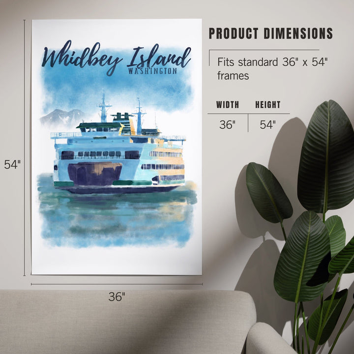 Whidbey Island, Washington, Ferry, Watercolor, Art & Giclee Prints Art Lantern Press 