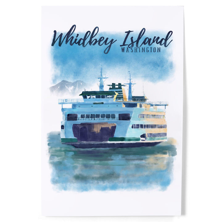 Whidbey Island, Washington, Ferry, Watercolor, Art & Giclee Prints Art Lantern Press 