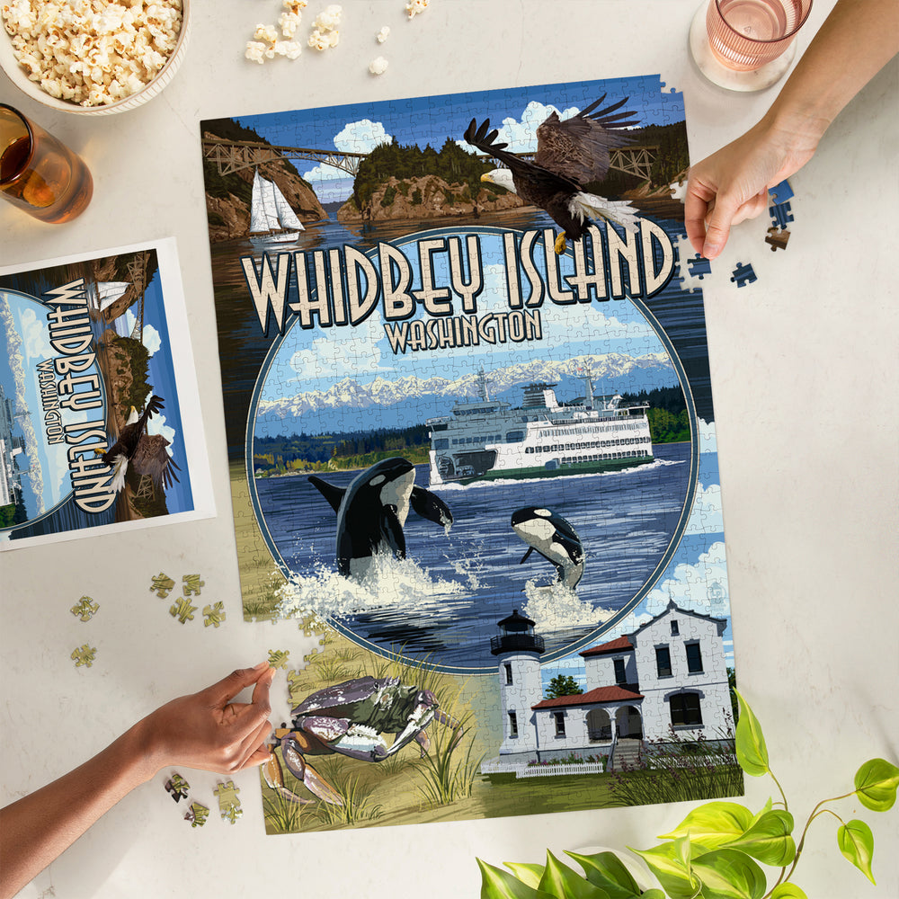 Whidbey Island, Washington, Montage Scenes, Jigsaw Puzzle Puzzle Lantern Press 