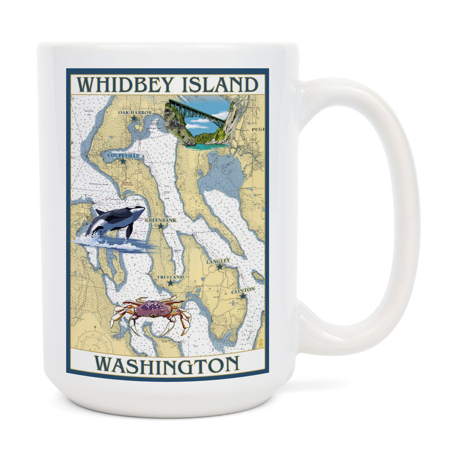 Whidbey Island, Washington, Nautical Chart, Ceramic Mug Mugs Lantern Press 