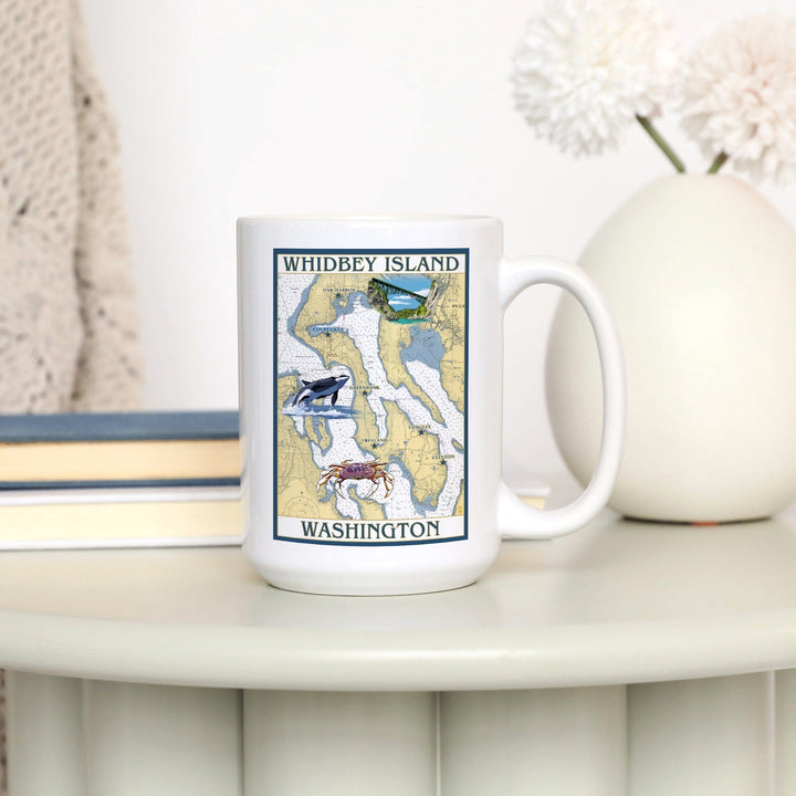 Whidbey Island, Washington, Nautical Chart, Ceramic Mug Mugs Lantern Press 