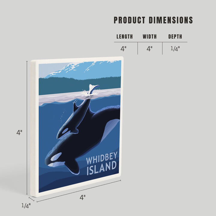 Whidbey Island, Washington, Orca and Calf, Coasters Coasters Lantern Press 