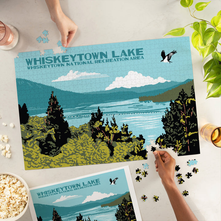 Whiskeytown National Recreation Area, Whiskeytown Lake, WPA Style, Jigsaw Puzzle Puzzle Lantern Press 