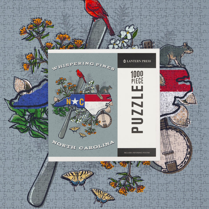 Whispering Pines, North Carolina, State Treasure Trove, Jigsaw Puzzle Puzzle Lantern Press 