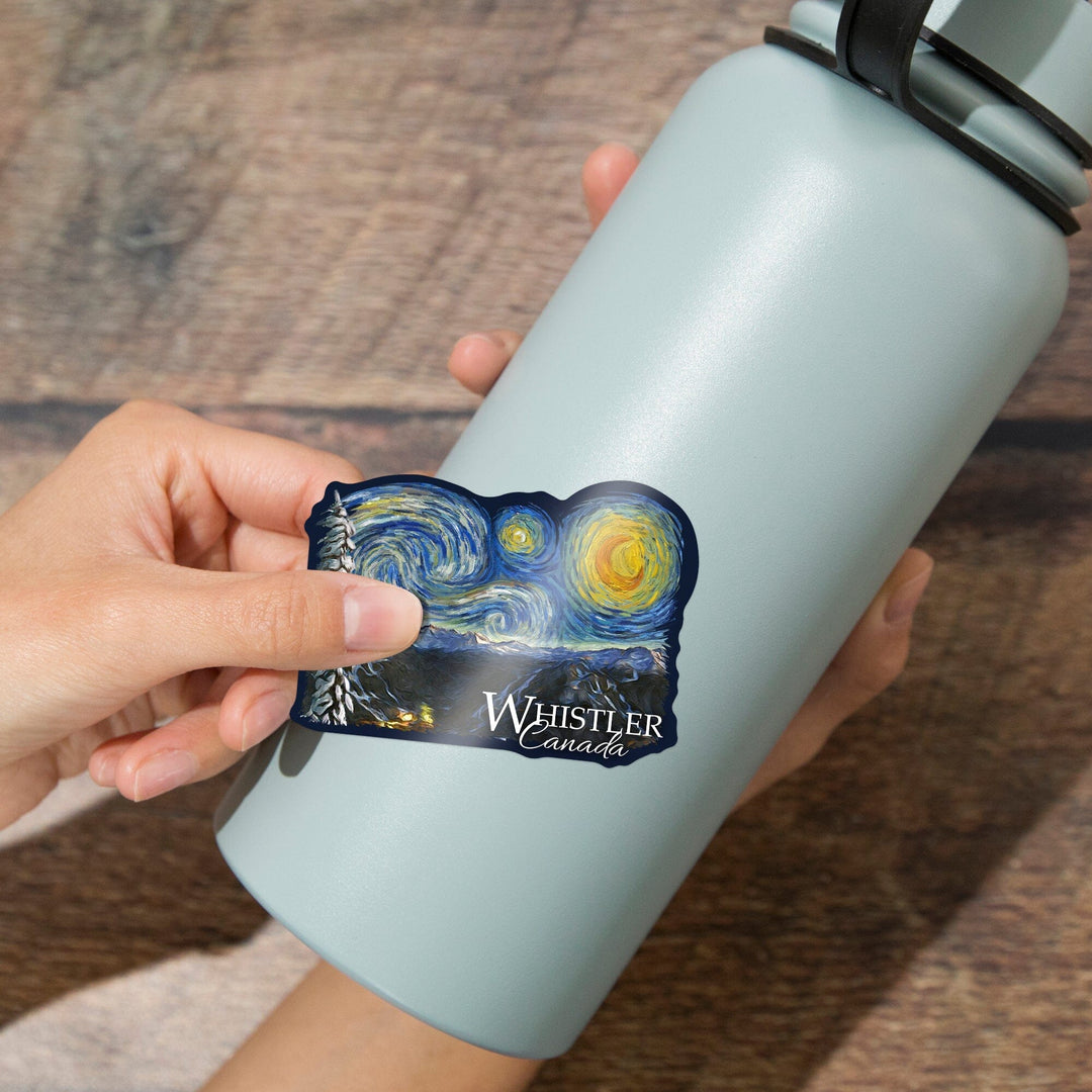 Whistler, British Columbia, Starry Night, Contour, Vinyl Sticker Sticker Lantern Press 