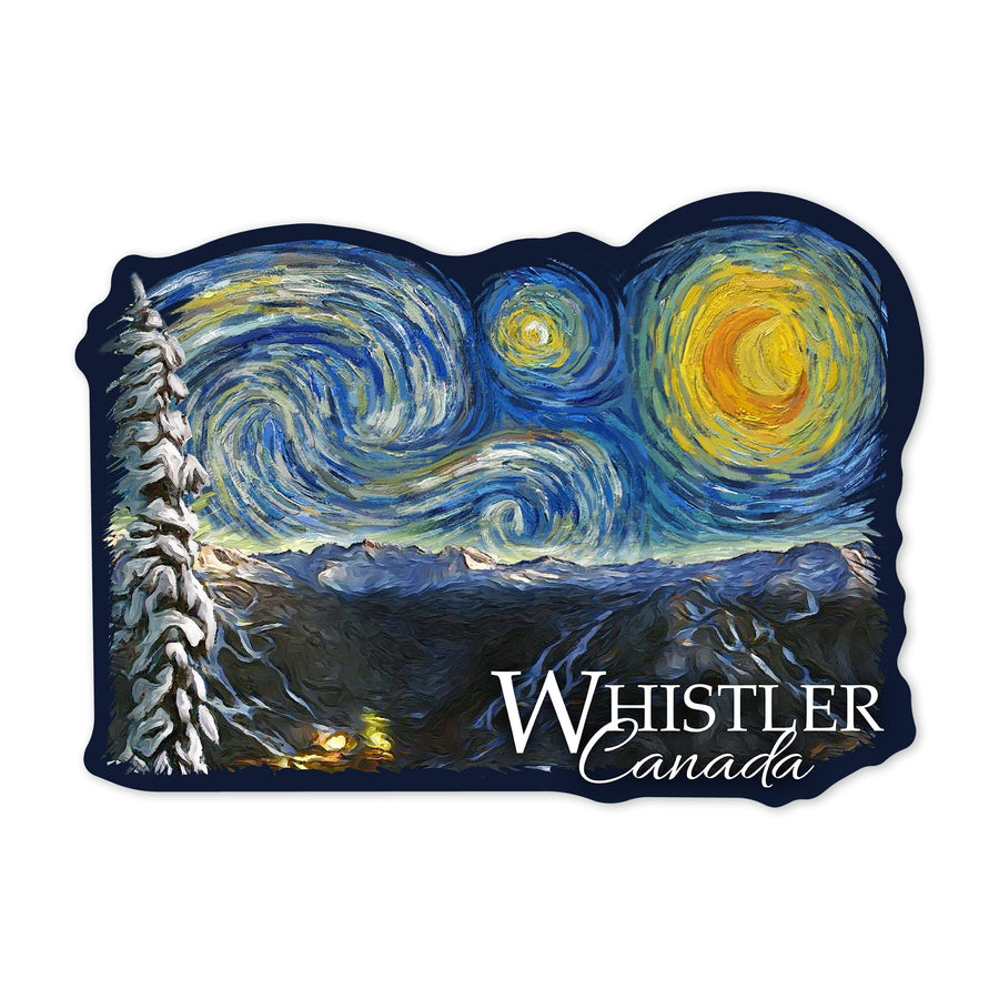 Whistler, British Columbia, Starry Night, Contour, Vinyl Sticker Sticker Lantern Press 