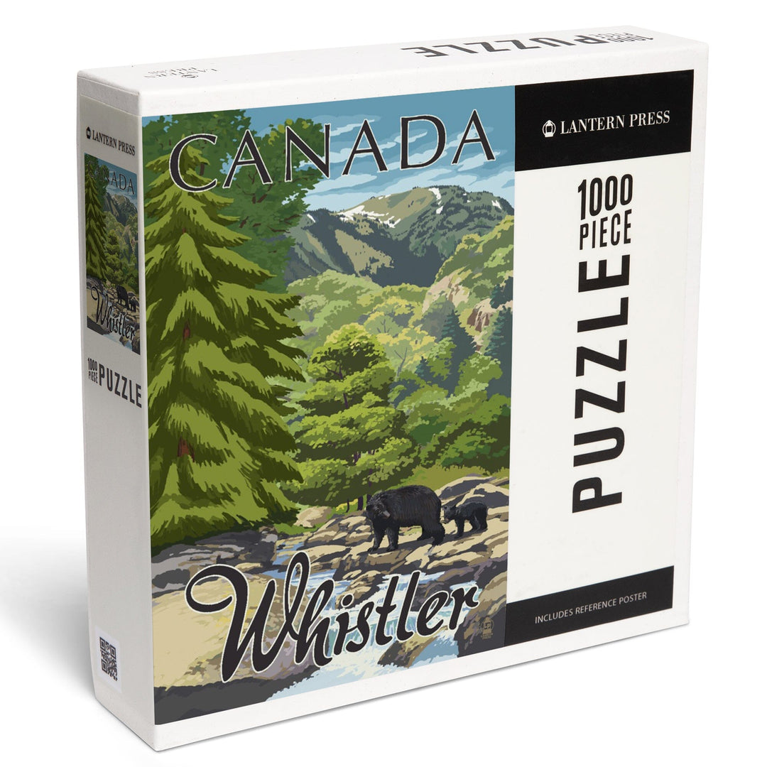 Whistler, Canada, Bear Family and Creek, Jigsaw Puzzle Puzzle Lantern Press 