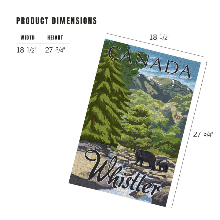 Whistler, Canada, Bear Family and Creek, Jigsaw Puzzle Puzzle Lantern Press 