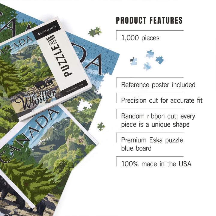 Whistler, Canada, Bear Family and Creek, Jigsaw Puzzle Puzzle Lantern Press 