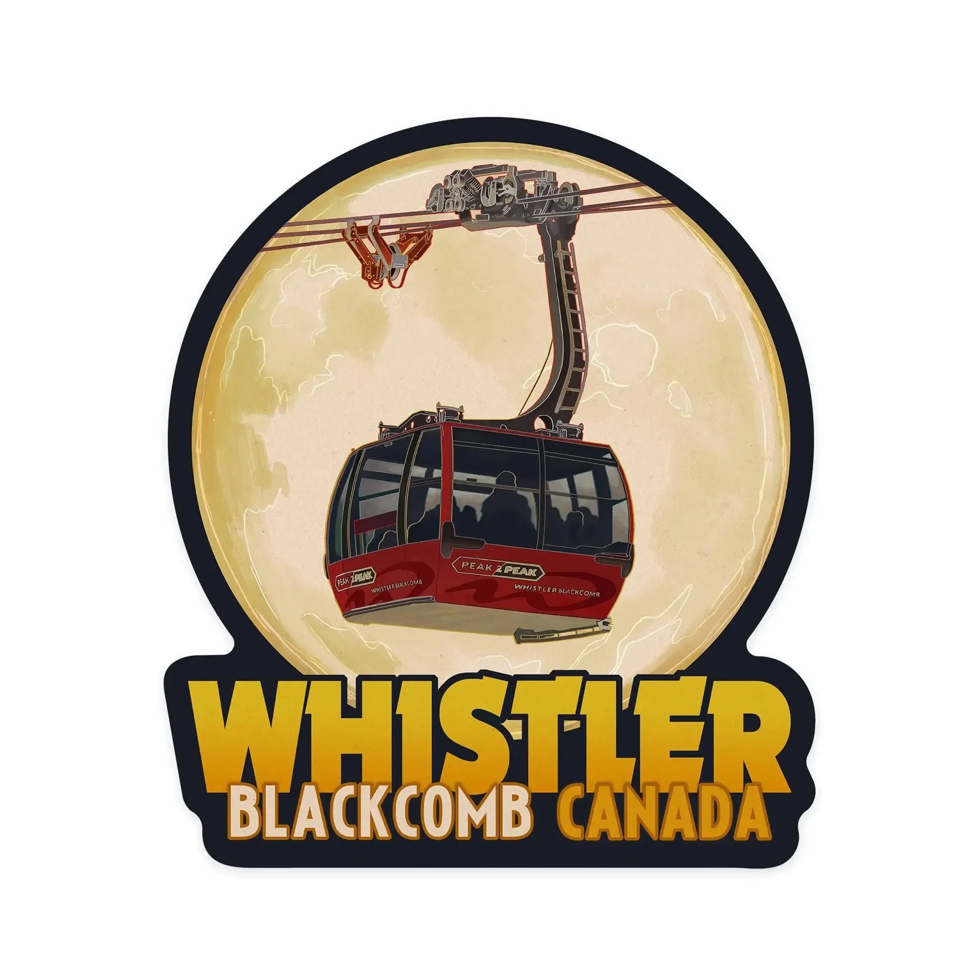 Whistler, Canada, Gondola and Full Moon, Contour, outdoor vinyl ...