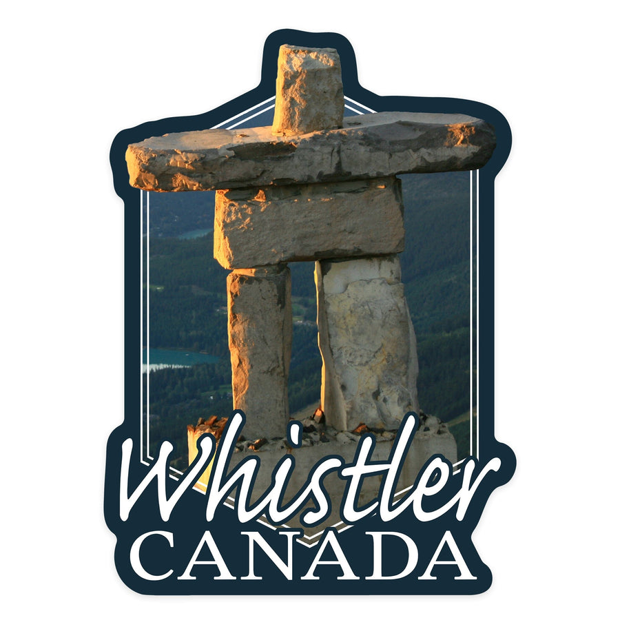 Whistler, Canada, Inukshuk Scene, Contour, Photography, Vinyl Sticker Sticker Lantern Press 