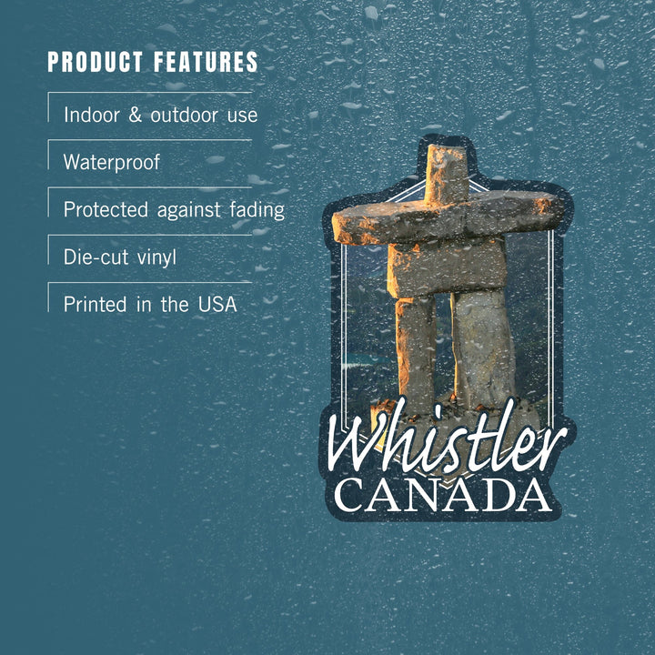 Whistler, Canada, Inukshuk Scene, Contour, Photography, Vinyl Sticker Sticker Lantern Press 