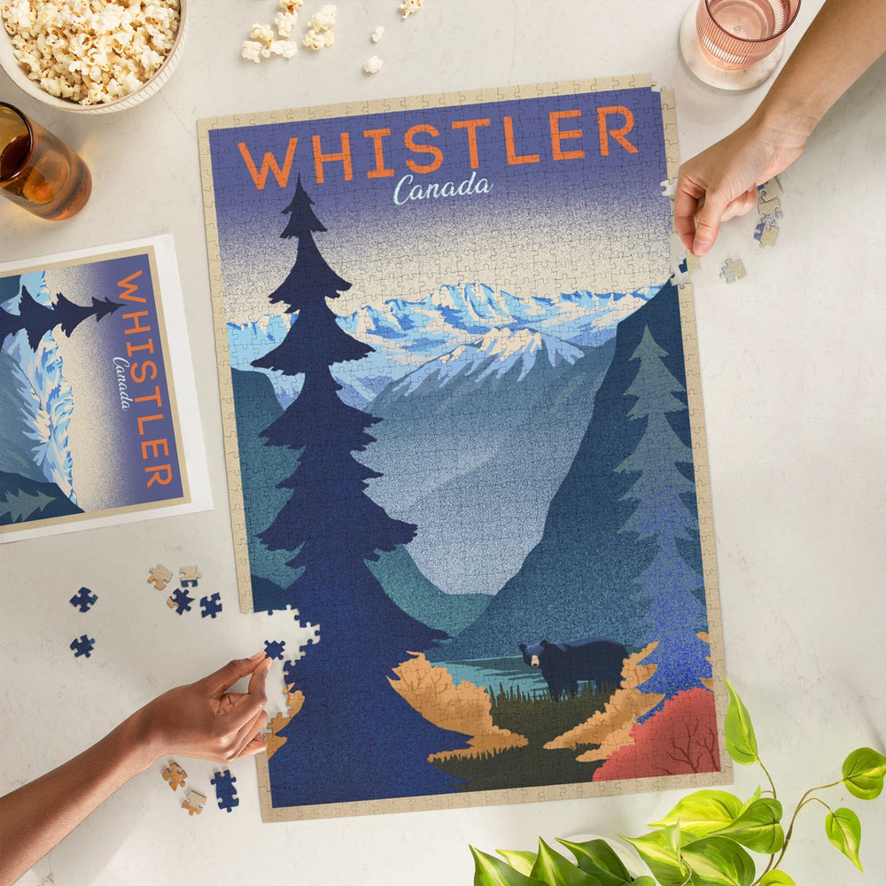Whistler, Canada, Mountain Scene, Lithograph, Jigsaw Puzzle Puzzle Lantern Press 