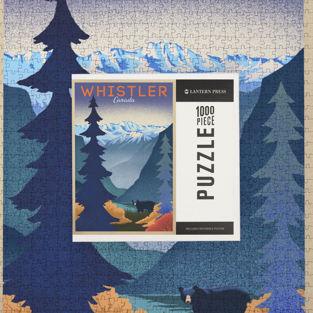 Whistler, Canada, Mountain Scene, Lithograph, Jigsaw Puzzle Puzzle Lantern Press 