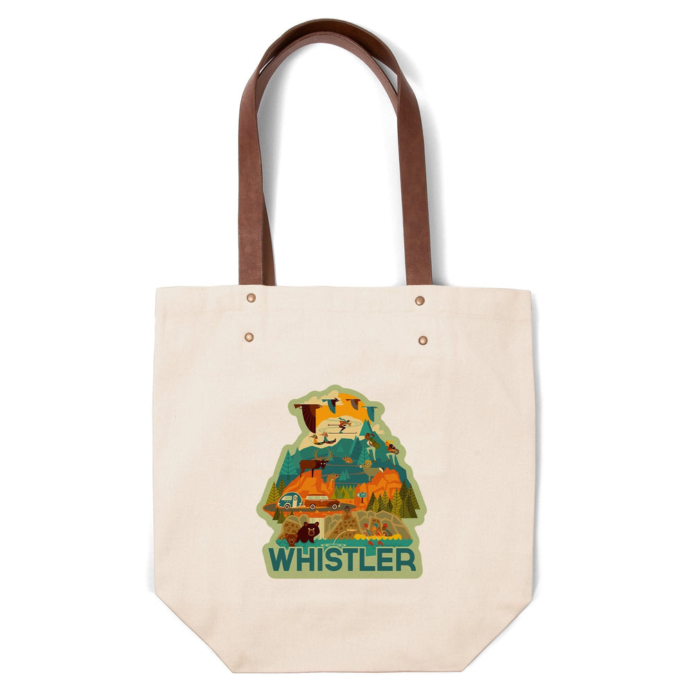 Whistler, Canada, Pacific Wonderland, Geometric, Contour, Lantern Press Artwork, Accessory Go Bag Totes Lantern Press 