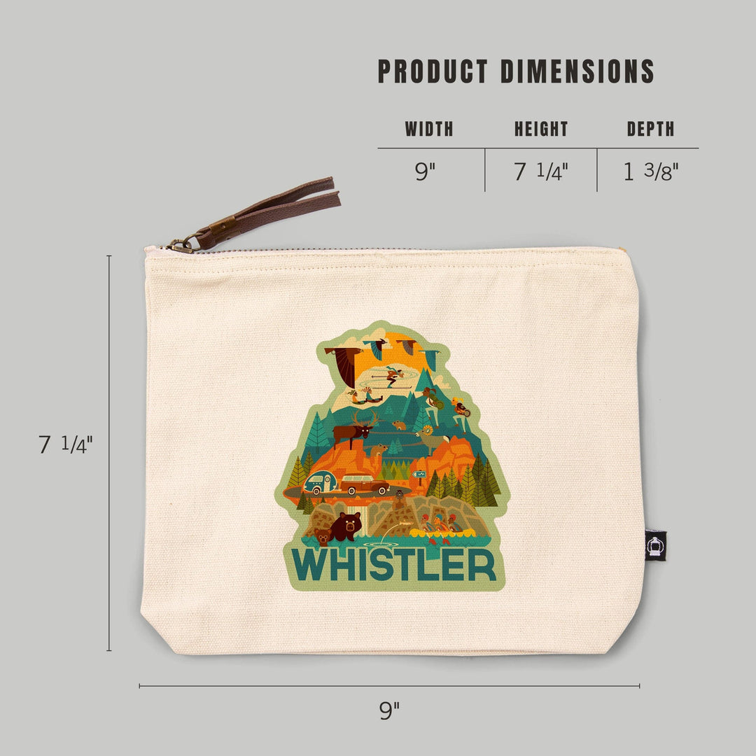 Whistler, Canada, Pacific Wonderland, Geometric, Contour, Lantern Press Artwork, Accessory Go Bag Totes Lantern Press 