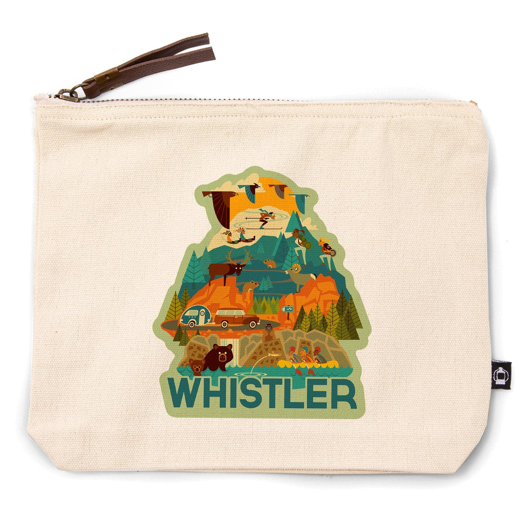 Whistler, Canada, Pacific Wonderland, Geometric, Contour, Lantern Press Artwork, Accessory Go Bag Totes Lantern Press 