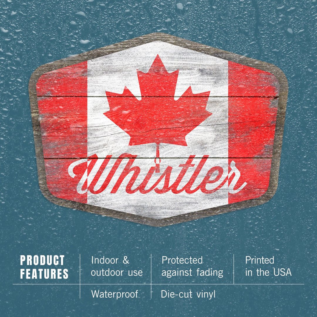 Whistler, Canada, Rustic Flag, Contour, Lantern Press Artwork, Vinyl Sticker Sticker Lantern Press 