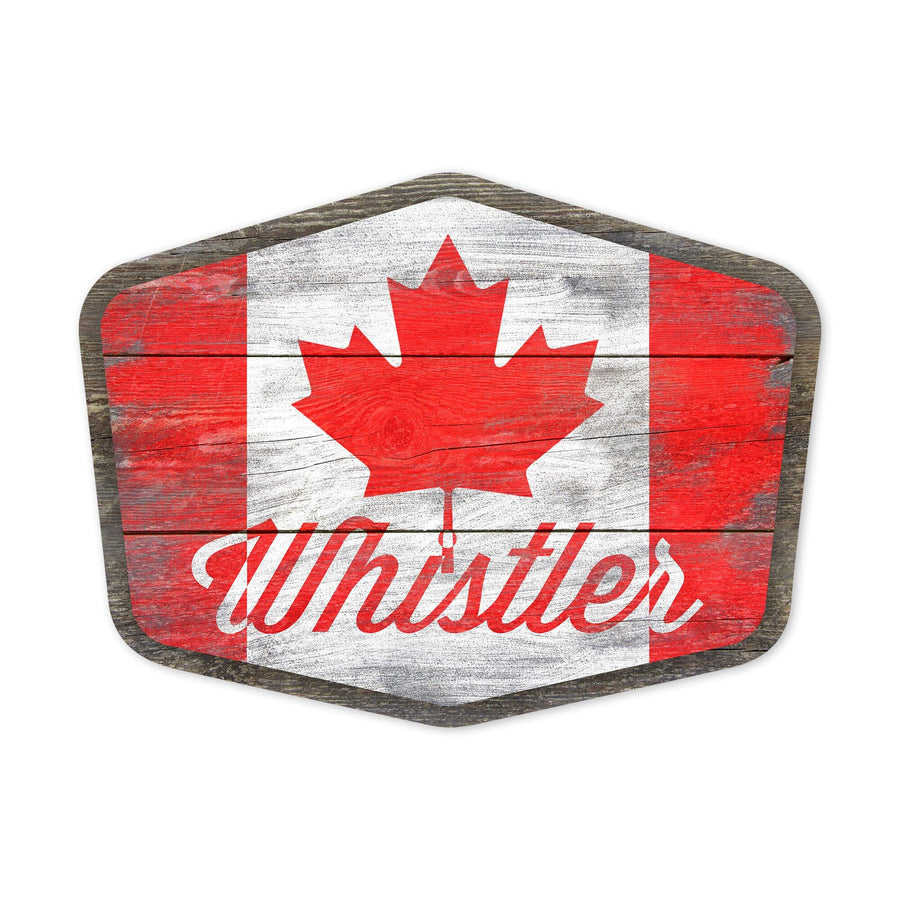 Whistler, Canada, Rustic Flag, Contour, Lantern Press Artwork, Vinyl Sticker Sticker Lantern Press 