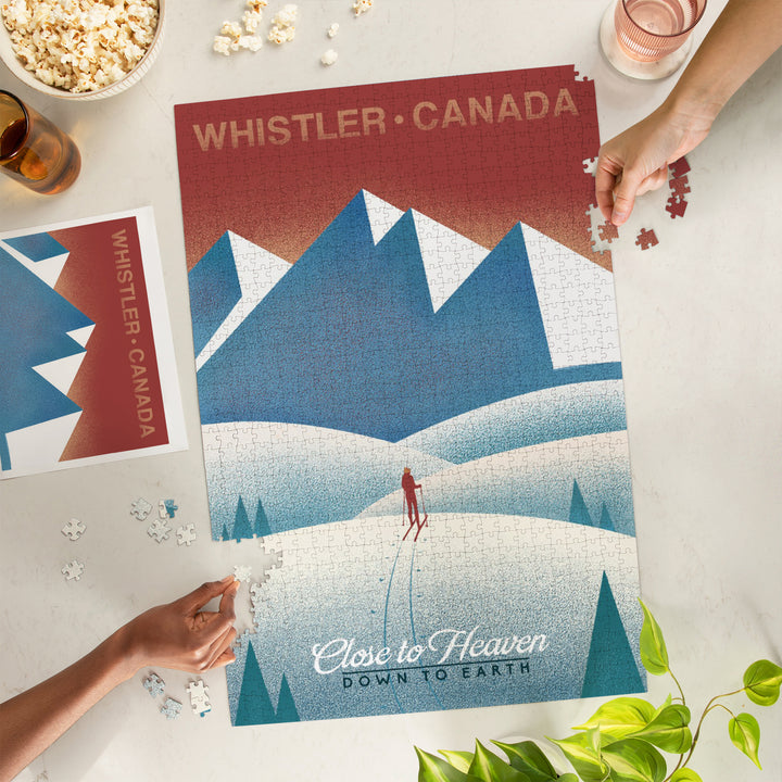 Whistler, Canada, Skier In the Mountains, Litho, Jigsaw Puzzle Puzzle Lantern Press 