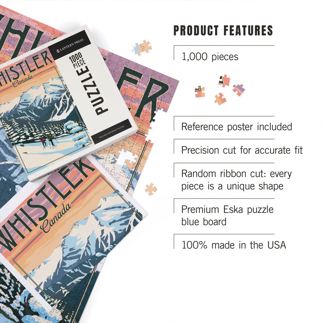 Whistler, Canada, Winter Snowshoers, Jigsaw Puzzle Puzzle Lantern Press 
