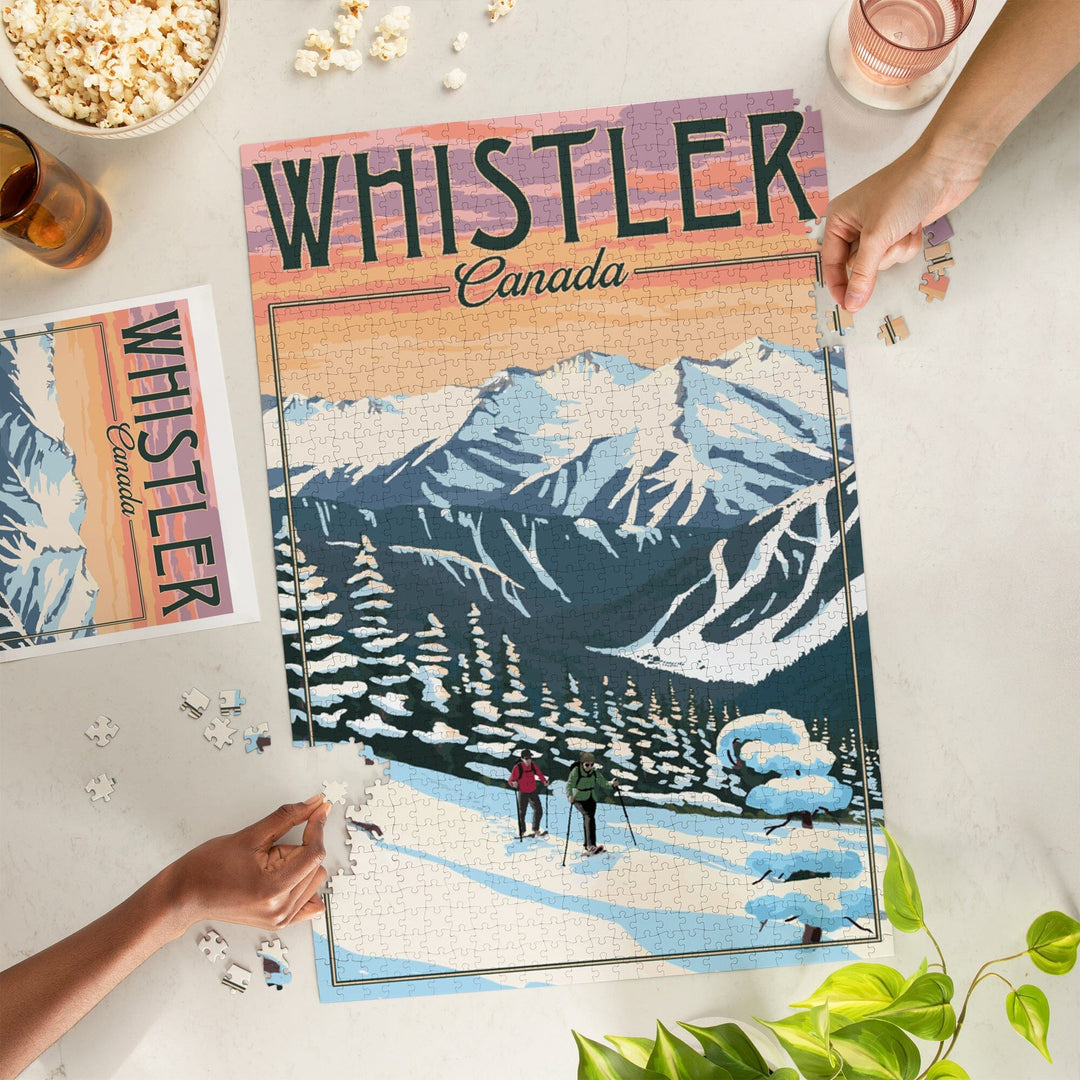 Whistler, Canada, Winter Snowshoers, Jigsaw Puzzle Puzzle Lantern Press 