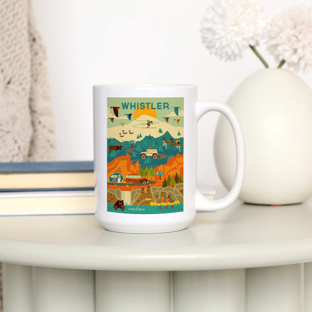 Whistler, Pacific Wonderland, Geometric, Ceramic Mug Mugs Lantern Press 