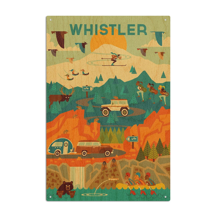 Whistler, Pacific Wonderland, Geometric, Lantern Press Artwork, Wood Signs and Postcards Wood Lantern Press 10 x 15 Wood Sign 